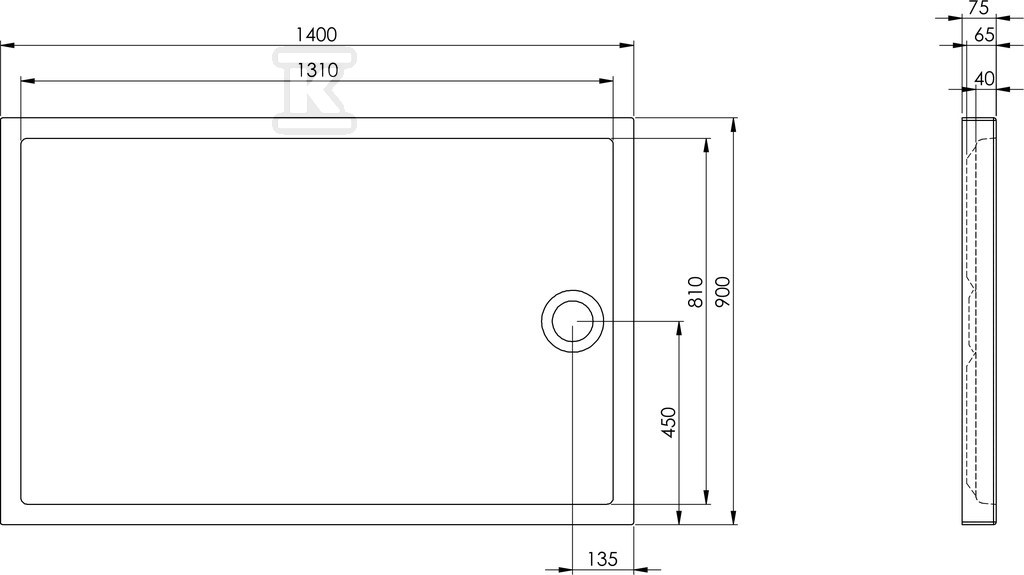 Brodzik GRANADA 140x90X7,5 MEDIO - A276344000