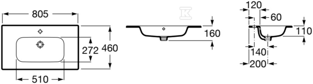 Umywalka meblowa VICTORIA UNIK 80x46 cm - A32799C000