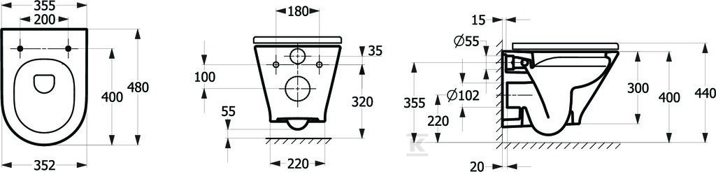 Miska WC GAP Round Compacto podwieszana - A3460NB000