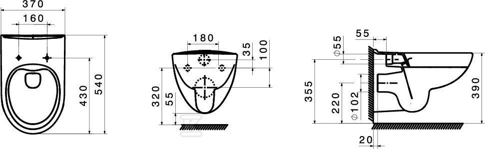 MISKA USTĘPOWA VICTORIA RIMLESS - A346393000