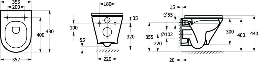 Miska WC GAP ROUND COMPACTO podwieszana - A34H0N3000