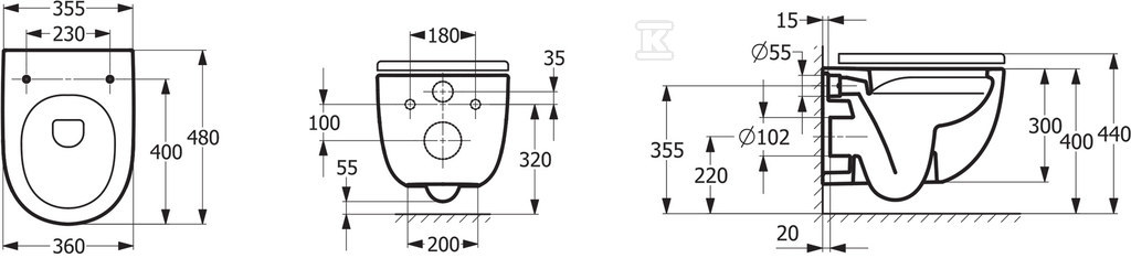 MERIDIAN COMPACTO SET Suspended toilet - A34H242000