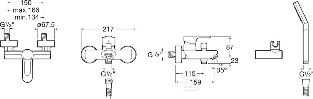 ROCA L20 vanová/sprchová baterie se - A5A0109C02