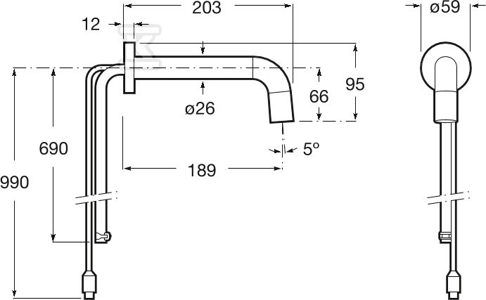 Bateria umywalkowa Roca Loft-E ścienna - A5A3543C00