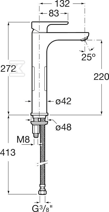 ROCA L20 XL umývadlová batéria dlhá - A5A3H09C00