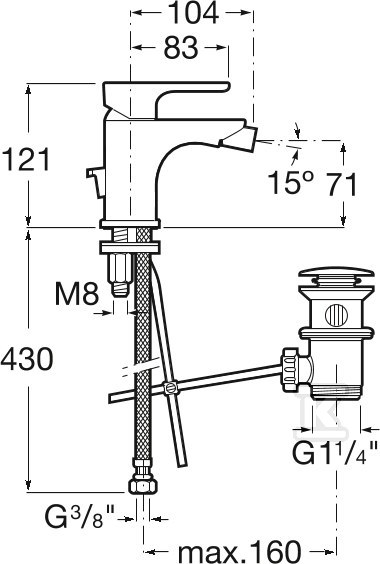 Bateria bidetowa L20 XL długi uchwyt - A5A6A09C00