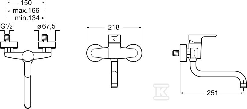 Bateria zlewozmywakowa L20 ścienna - A5A7609C00