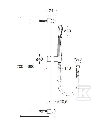 STELLA shower set 80/3 rail 700 box - A5B1403C00