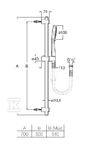 STELLA shower set 100/3 rail 700 box - A5B1D03C00