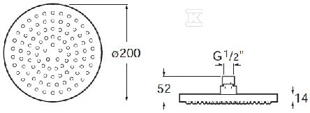 Rainsense cap rotund 200 ABS cromat - A5B2150C00