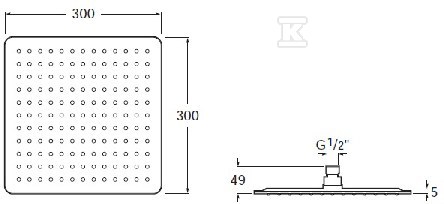 Raindream head square 300 stainless - A5B2750C00