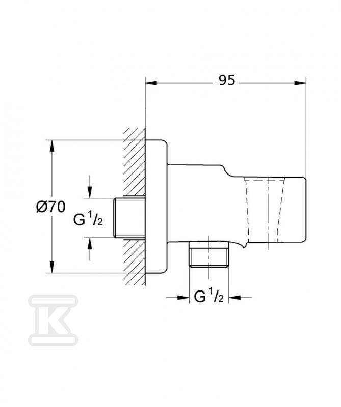 AQUA elbow connector 1/2" with earphone - A5B5250C00