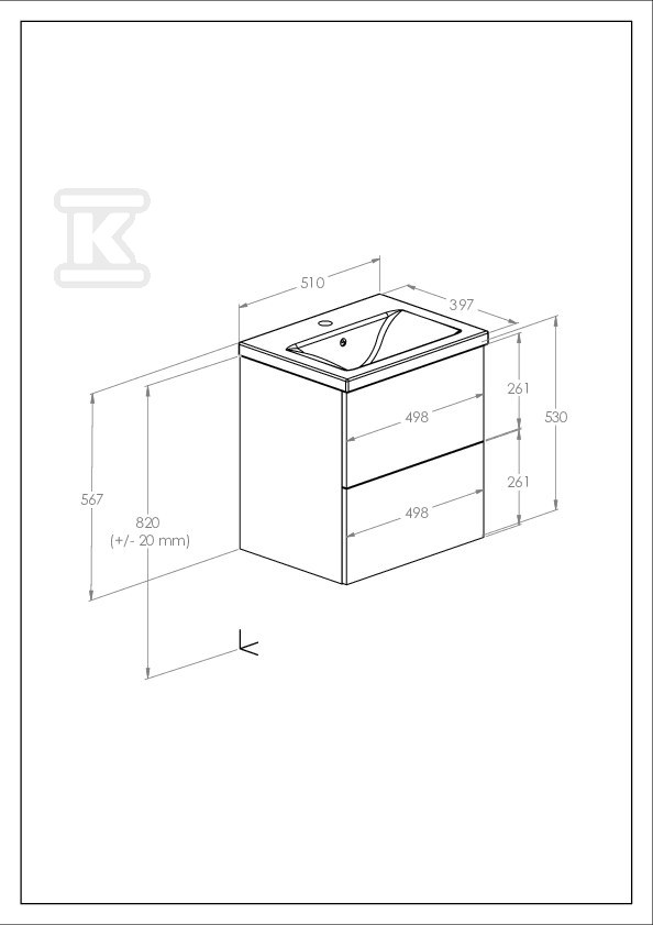 Zestaw łazienkowy KWADRO UNIK 50 cm z 2 - A852449806