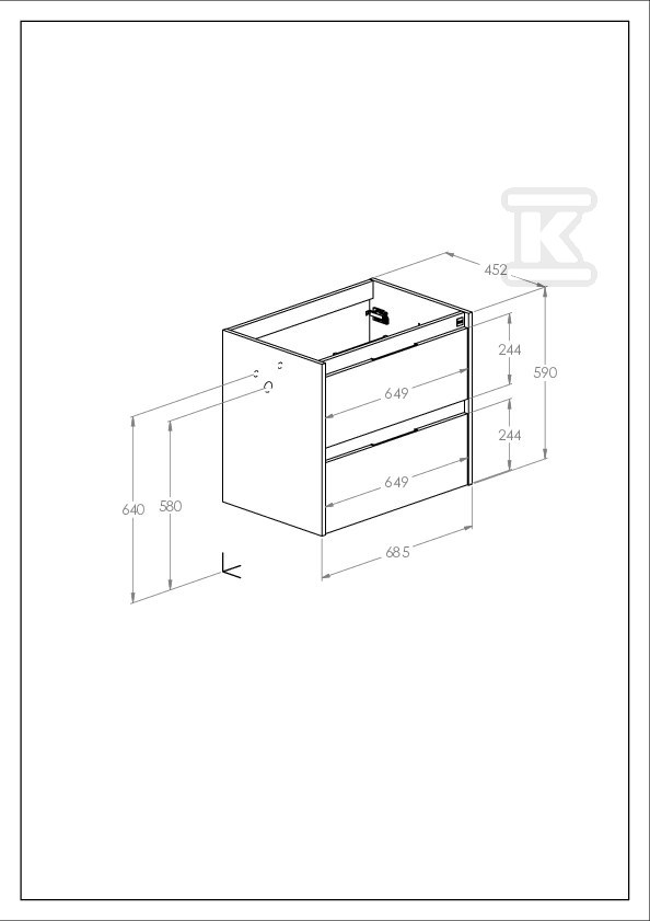 Szafka łazienkowa ALPINE 70 cm z 2 - A857864806