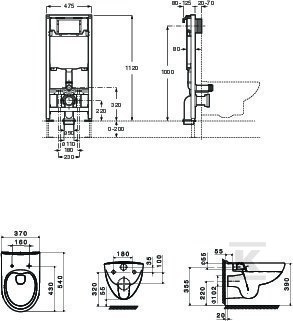 Zestaw stelaż WC Duplo One + miska WC - A893104390