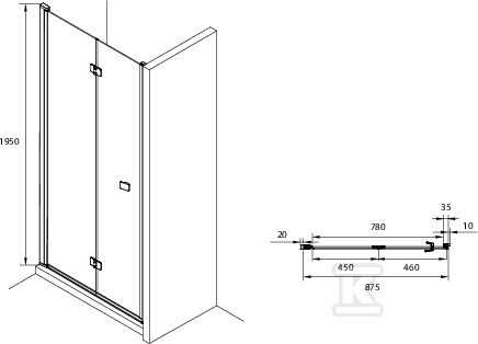 Capital Shower Door 90X195 Door 2 Part. - AM4509012M