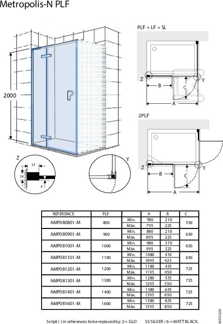 Drzwi METROPOLIS-N z polem stałym 1600 - AMP0816016M