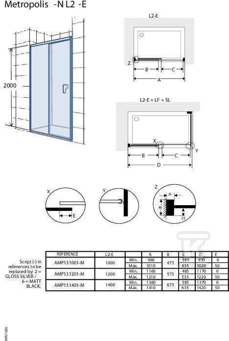Drzwi METROPOLIS-N przesuwne 1400, - AMP1314012M