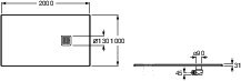 Brodzik TERRAN prostokątny 2000 x 1000 - AP1017D03E801630