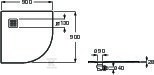 Brodzik TERRAN 1/4 koła 900x900 mm R550 - AP10538438401660