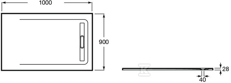 Brodzik prostokątny AQUOS 1000 x 900 mm - AP6013E838401100