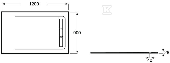 Brodzik Roca Aquos prostokątny 1200x900 - AP6014B038401100