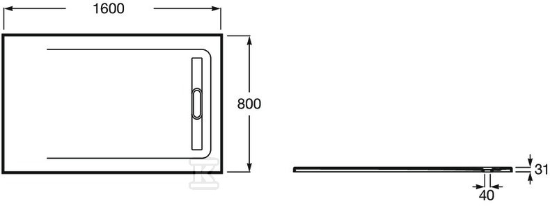 Brodzik prostokątny AQUOS 1600 x 800 mm - AP60164032001100
