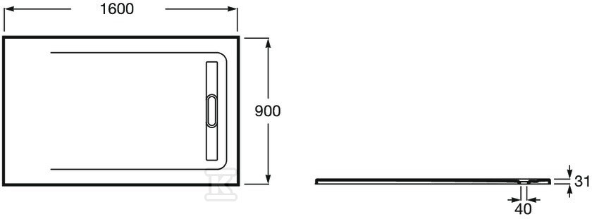 Brodzik prostokątny AQUOS 1600 x 900 mm - AP60164038401100