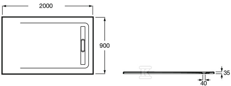 Brodzik prostokątny AQUOS 2000 x 900 mm - AP6017D038401100