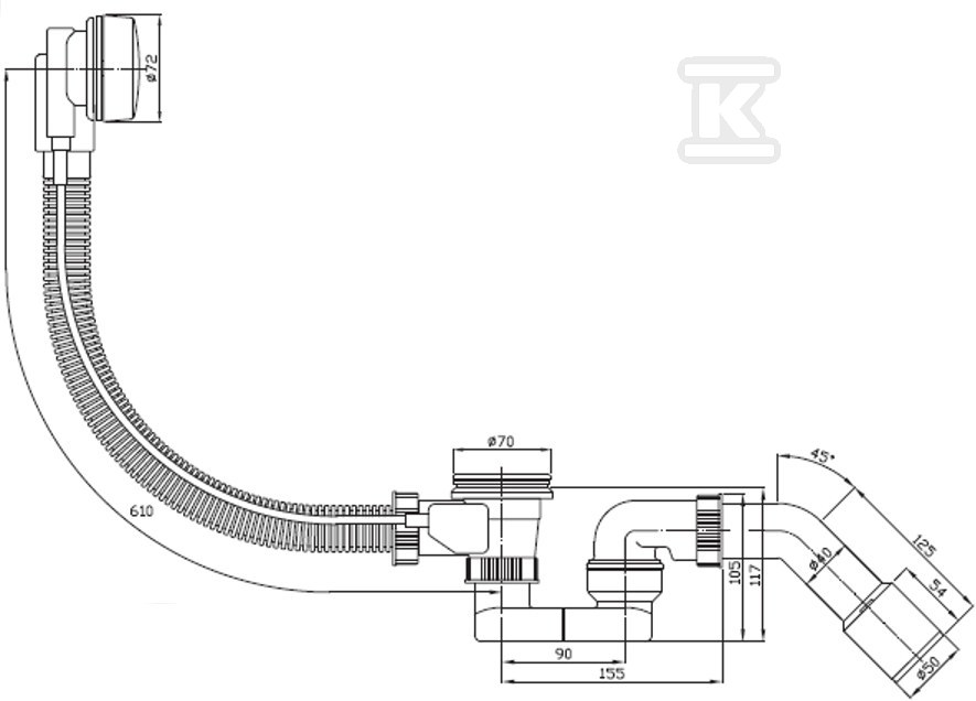 Syfon wannowy uniwersalny KLIK-KLAK - PD5000169