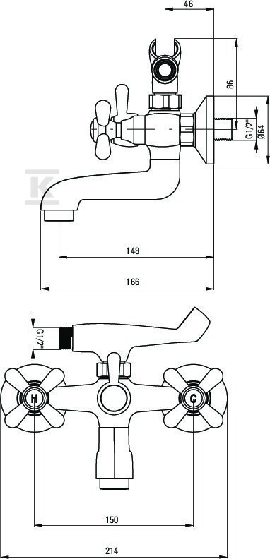 Bateria wannowa ścienna Symetrio z - BOS_011D