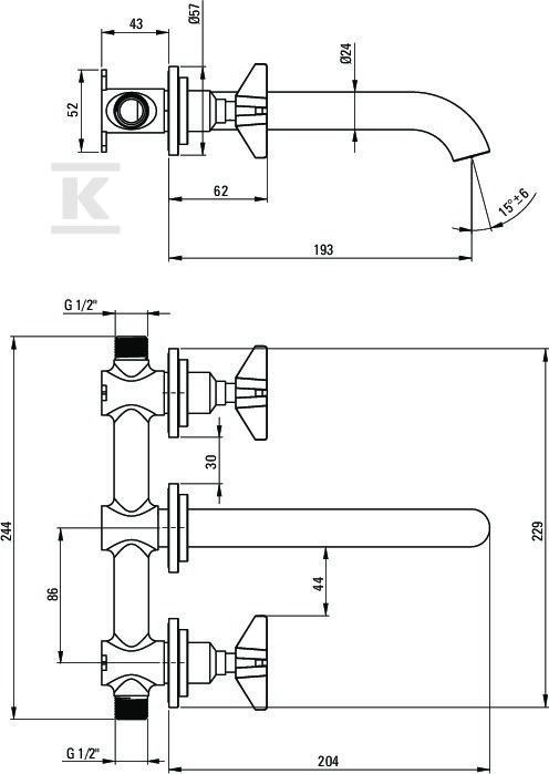 Bateria umywalkowa podtynkowa Temisto, - BQT_M54D