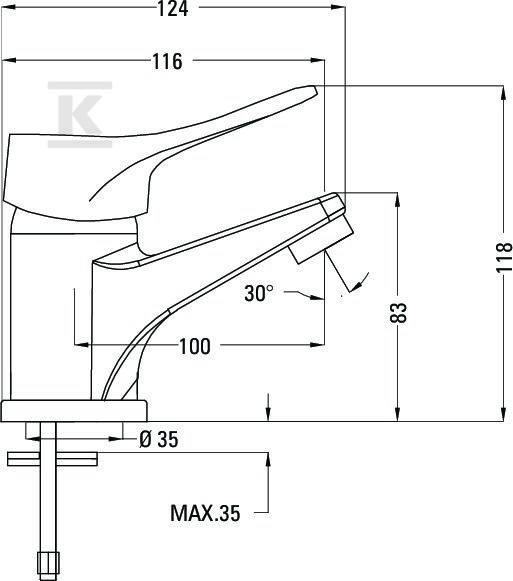 Bateria umywalkowa z korkiem - BOW_021M