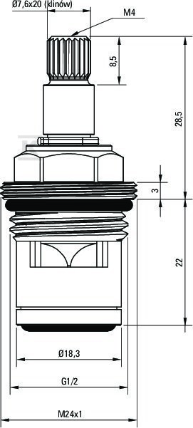 Głowica ceramiczna 90° - woda ciepła, - XPCE2GJZ3