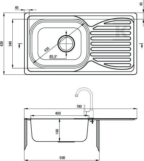 Komplet zlew Doppio Zen 0113 + bateria - ZENB0113