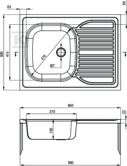 TANGO satin sink 1k w / r 800x600x150, - ZM6_0110