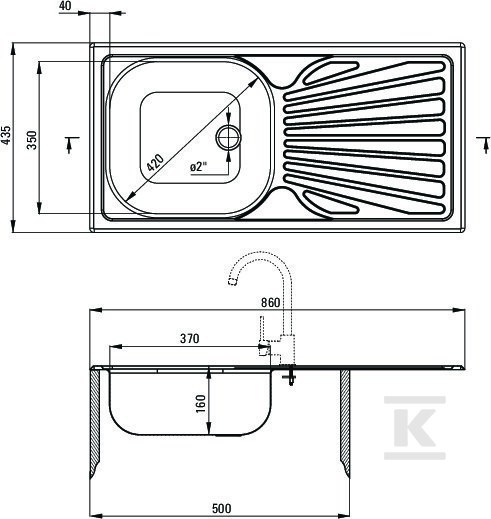 Zlewozmywak stalowy 1-komorowy z - ZMU_011B