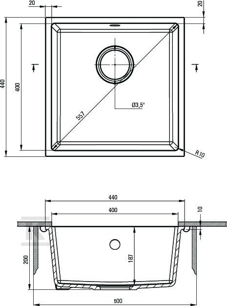 Zlewozmywak granitowy 1-komorowy - ZQA_T10A