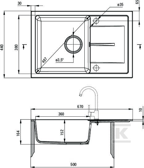 Granitni sudoper sa 1 posudom sa - ZRD_2113