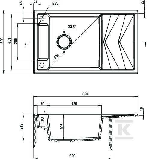 Zlewozmywak granitowy magnetyczny - ZRM_N113