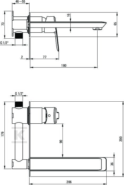 Bateria umywalkowa podtynkowa Arnika, - BQA_R54L