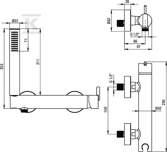 Bateria prysznicowa z zestawem - BQS_R41M