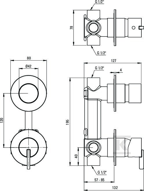 Bateria prysznicowa podtynkowa z - BQS_N44P