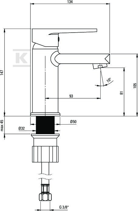 Tubo washbasin tap, chrome - BUT_020M