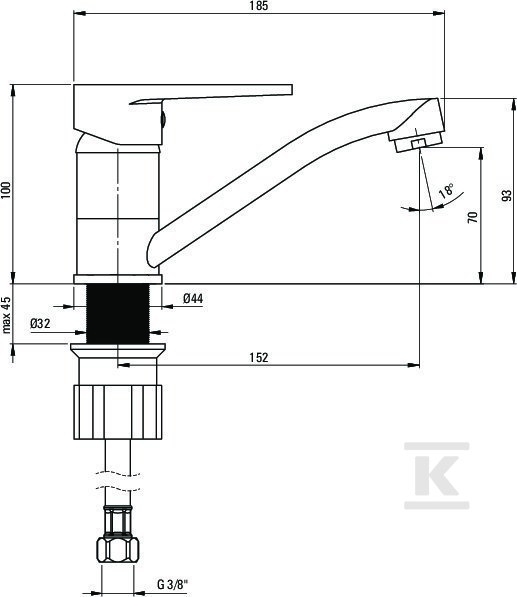 Tubo washbasin tap with swivel spout, - BUT_026M