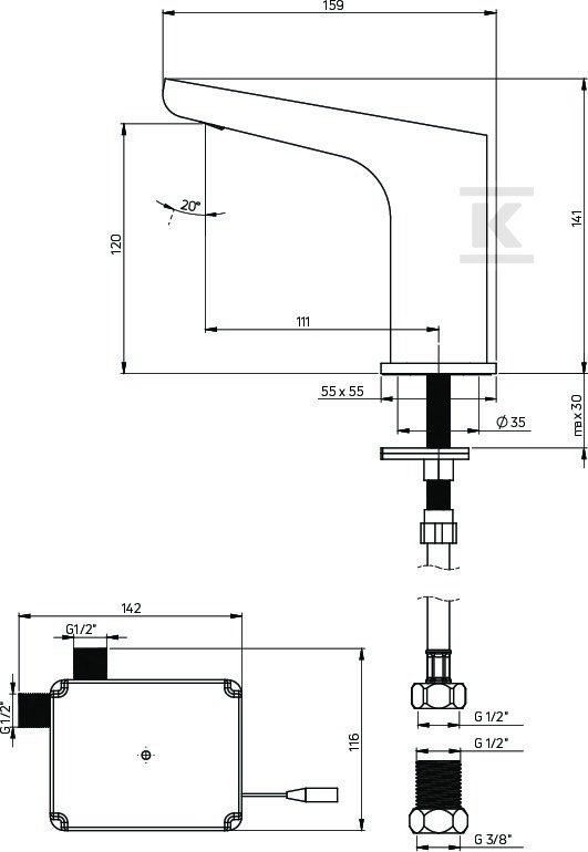 Bateria umywalkowa bezdotykowa Hiacynt - BQH_028R