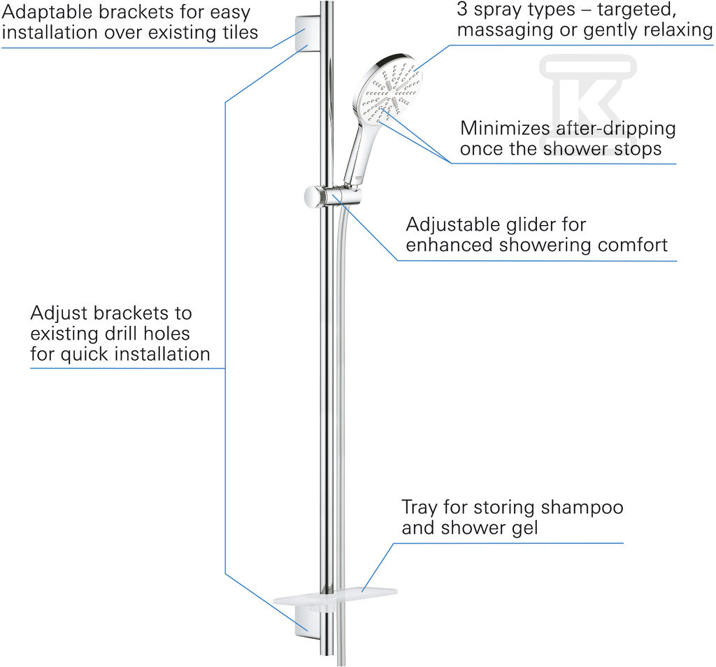 Rainshower SmartActive 130 Shower rail - 26579LS0