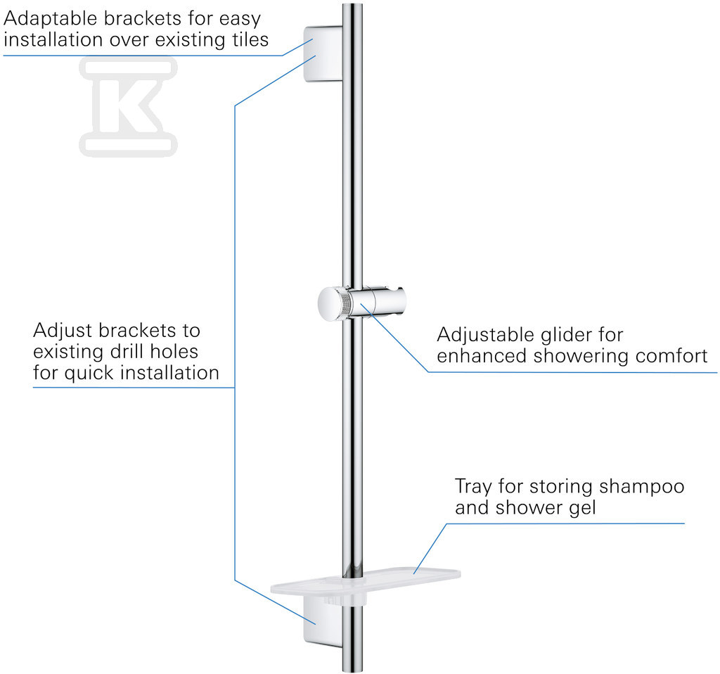 Rainshower SmartActive Shower rail, 600 - 26602000