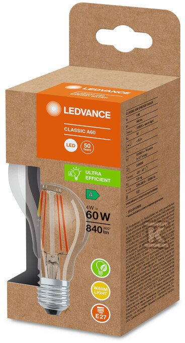 LED лампа CLASSIC A60 4W 830 E27 - - 4058075747784