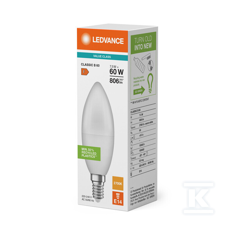 LED žiarovka Value Class CLASSIC B 60 - 4099854049262
